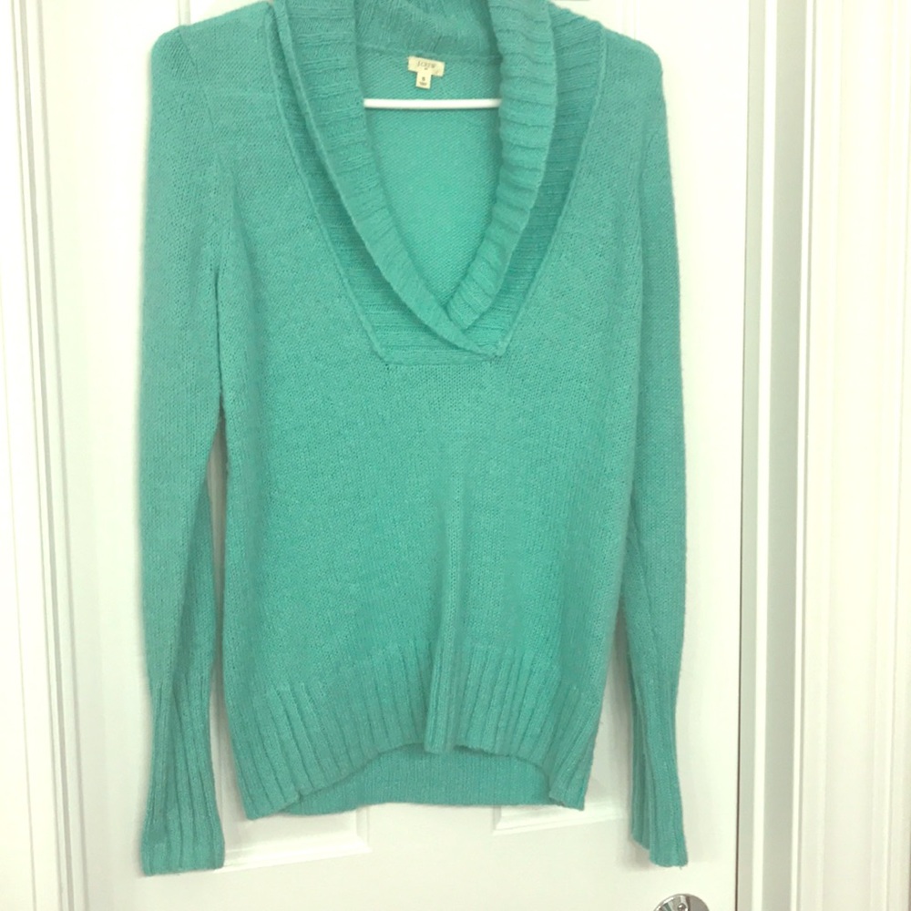 J Crew turquoise cowl neck sweater